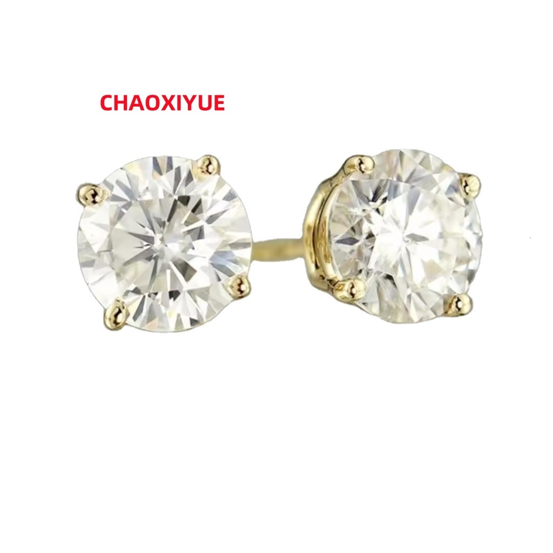 HOYA Luxury 925 Silver 14K Gold Plated VVS Moissanite Spiral Stud Earrings Hot Selling for Women and Girls