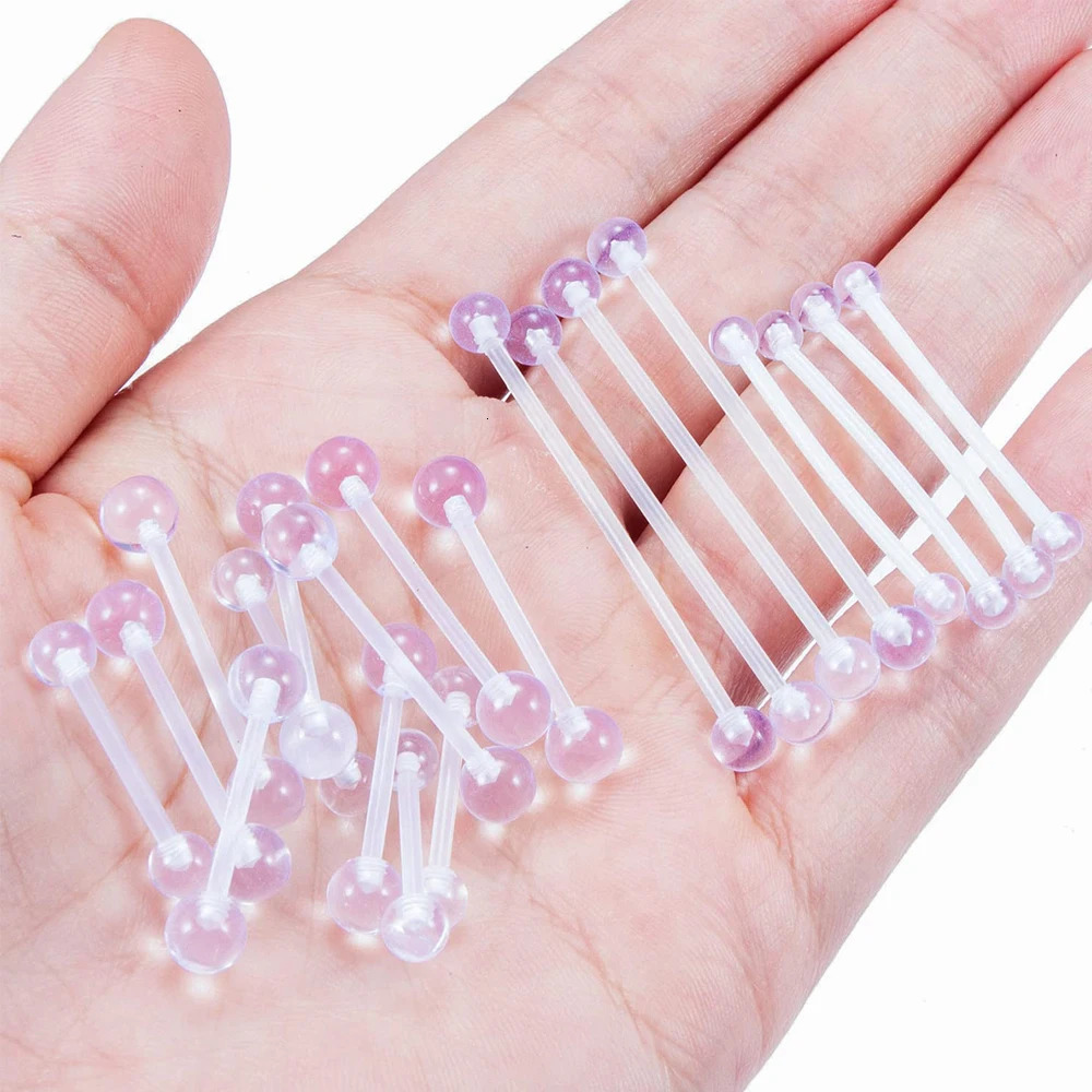 14G Clear Bioflex Flexible Acrylic Straight Barbells Nipple Tongue Industrial Earring Pregnancy Belly Retainer Piercing Jewelry 250526