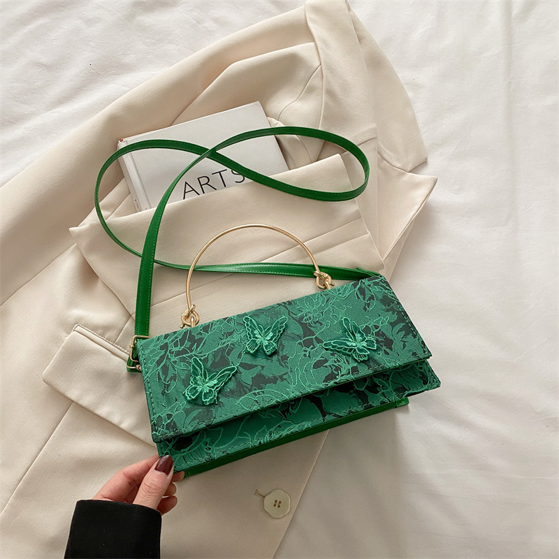 2025 New Designer Fashion Handbag Embroidered Butterfly Love Flower Small Square Bag Korean Beautiful Shoulder Bag Texture Atmospheric Crossbody Bag M