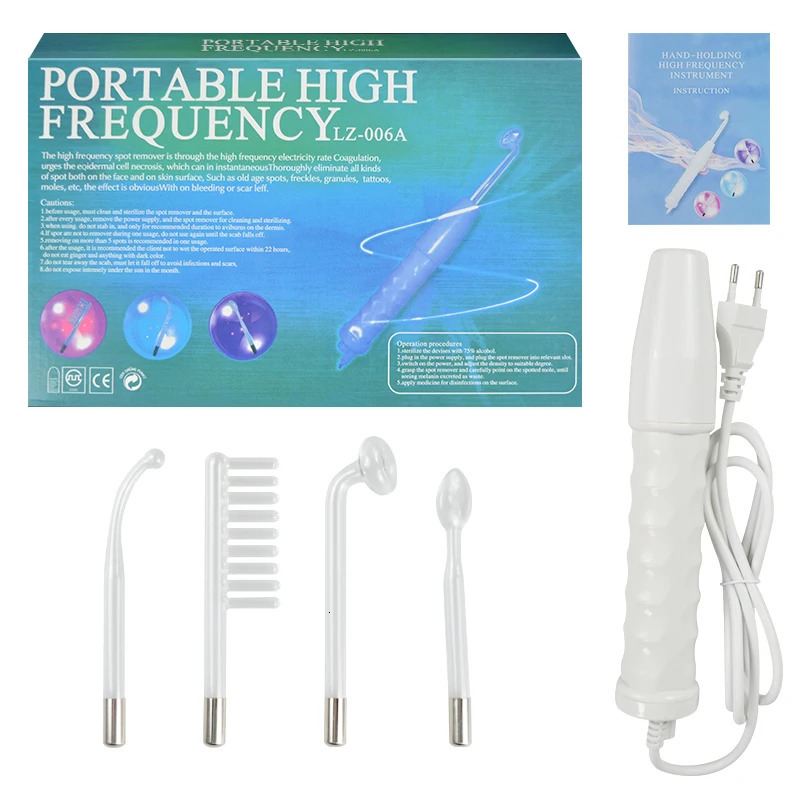 Portable High Frequency Facial Machine Mushroom Tongue Bend Comb Tube Electro Physio -inflammatory Device 250528
