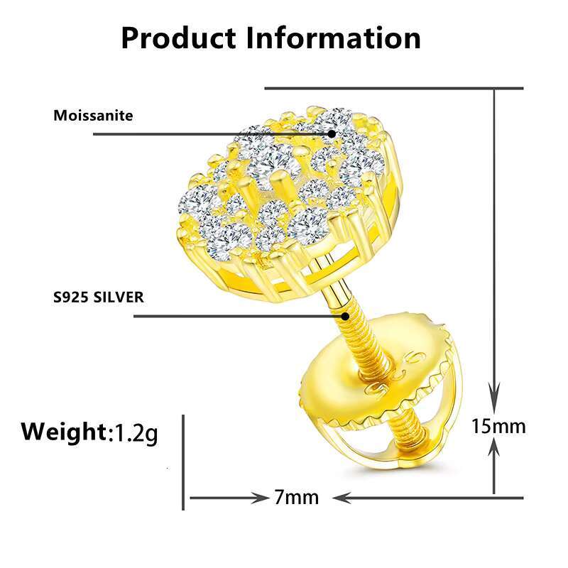 New S925 Silver Inlaid With Moissanite and Fully Inlaid With Flowers Hip-hop Hot-selling Simple Personalized Earrings