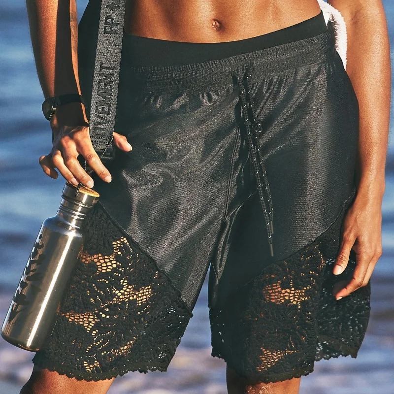 Women Y2k Shorts Culotte Half Slips Satin Bloomer Pants Lace Patchwork Pants Elastic Waist Slip Shorts 250530