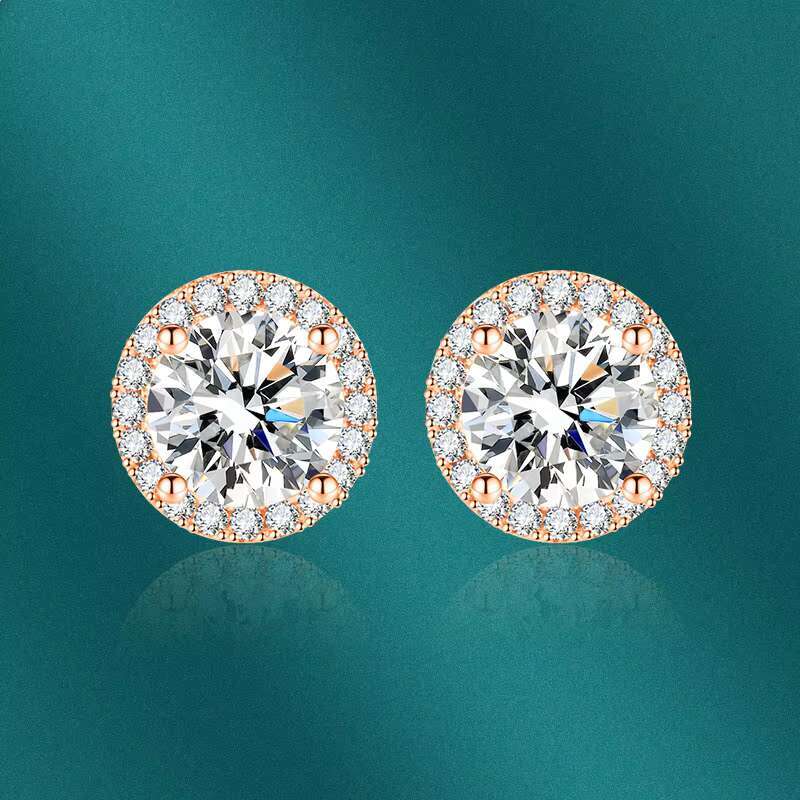 2022 Fashion Iced Out Women Diamond 925 Sterling Silver Copper Zircon Stud Moissanite Earrings