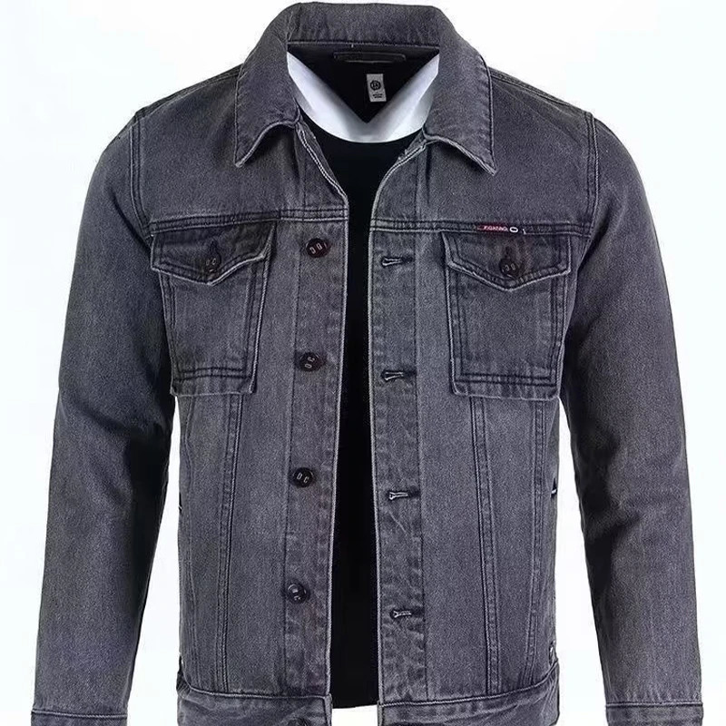 Men Fashion Denim Jacket Spring Autumn American Retro Versatile Lapel Workwear Coats Solid Casual Loose Pockets Blue Tops 250530