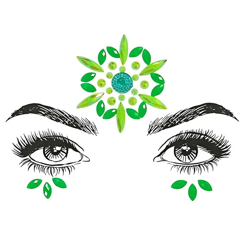 Face Jewels Temporary Tattoo Sticker Glitter Body Gems Gypsy Festival Adornment Party Face Decoration Tattoo Beauty Makeup Tools 250530