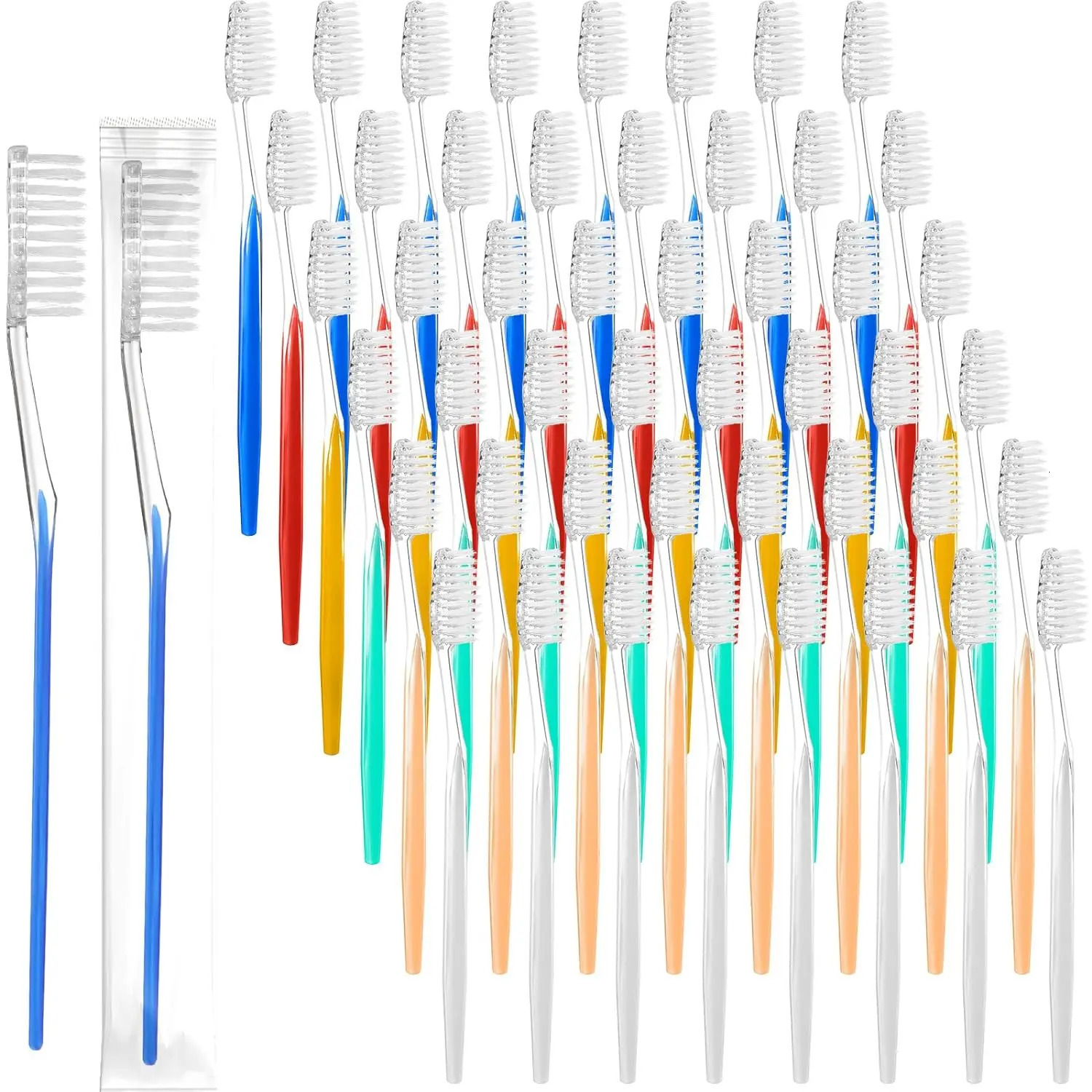 100Packs Disposable Toothbrushes Individually Wrapped Medium Soft Bristle Travel Toothbrushes Bulk for Adults/Kids el Toilet 250528