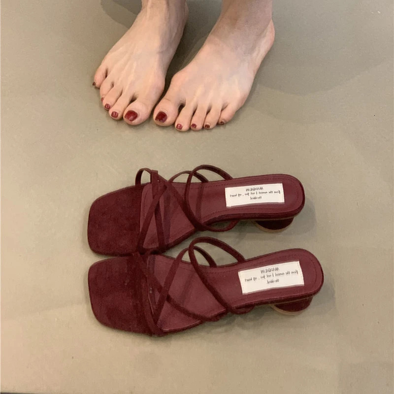 Summer Narrow Band Women Slippers Concise Open Toe Slides Ladies Party Dress Sandals Zapatos De Mujer 250528