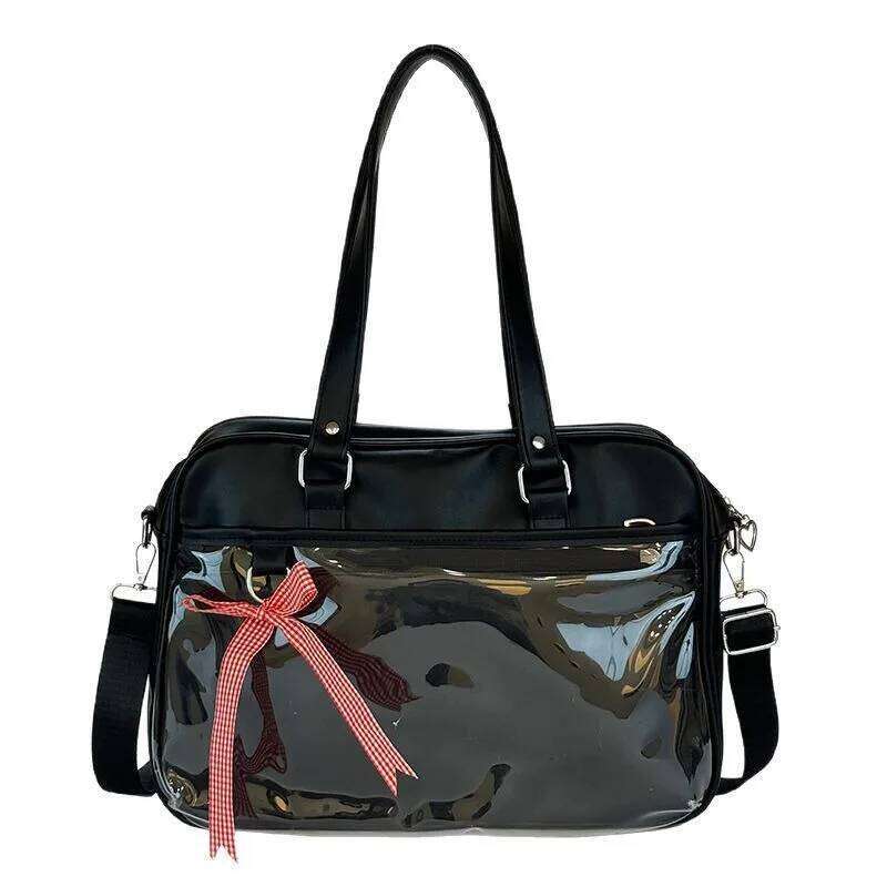 New Design Fashion Large PU Leather Ladies Tote Shoulder Lolita Handbag Female Ita Kawaii Pin Itabag Painful Shopper Bag