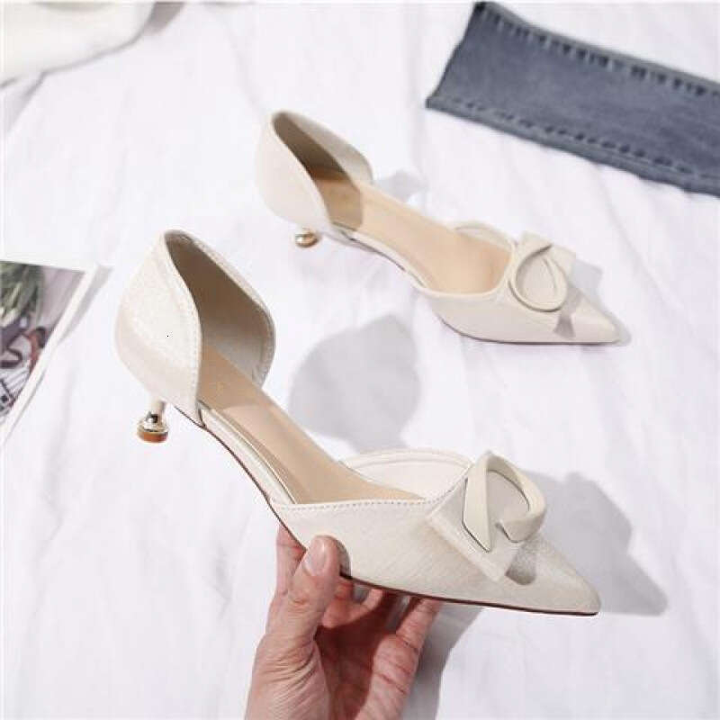 Fresh Style High Heels 2021 New Korean Version Versatile Single for Women Summer Low Heel Fashion Large Size Women's Shoes 41 to 43