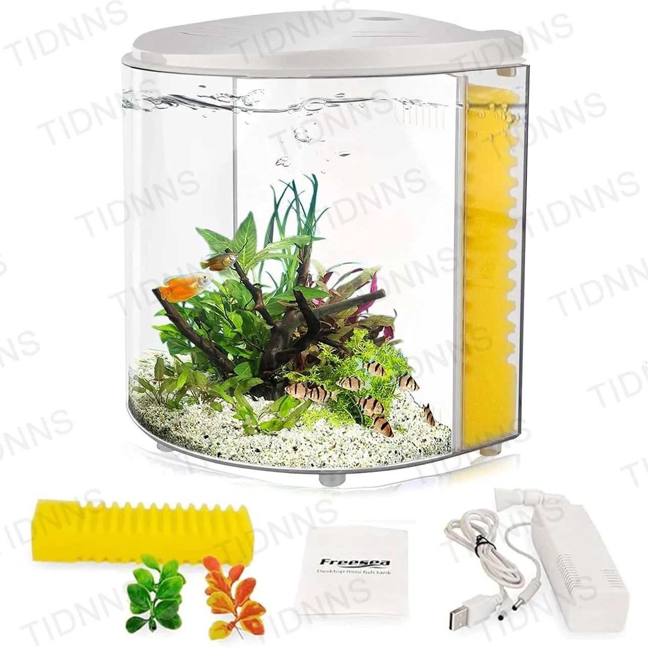 Desktop Small Fish Tank Living Room Household Lazy Mini Acrylic Goldfish Aquarium With Led Light And Filter Pump 250530