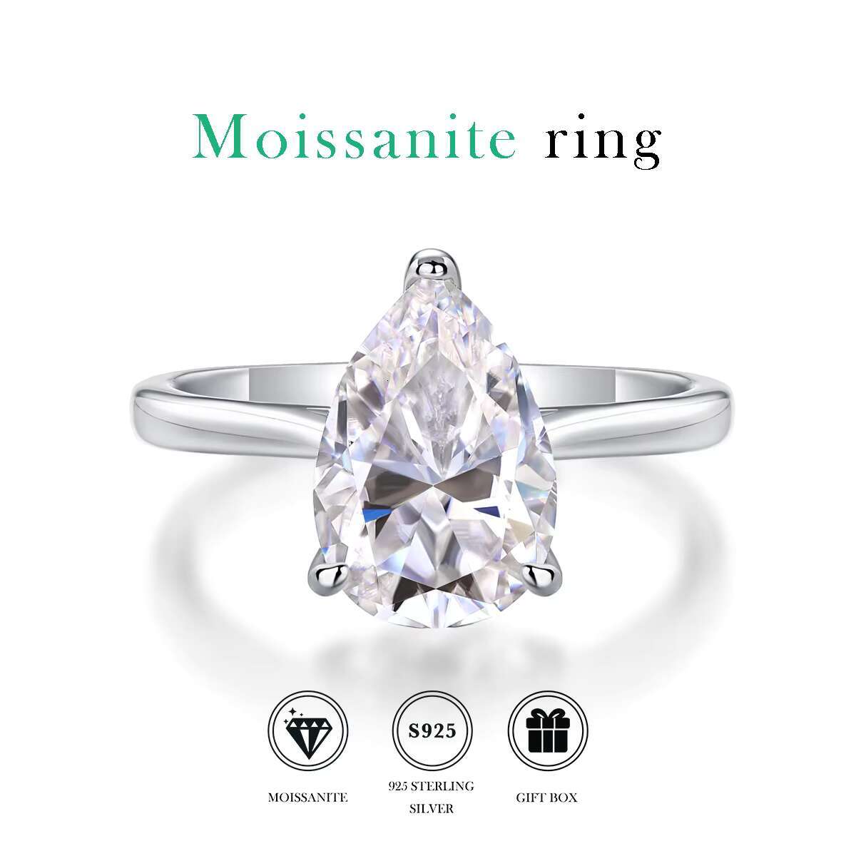 High Quality 925 Sterling Silver Adjustable Ring VVS 1ct Moissanite Wedding and Engagement Ring With GRA Certified
