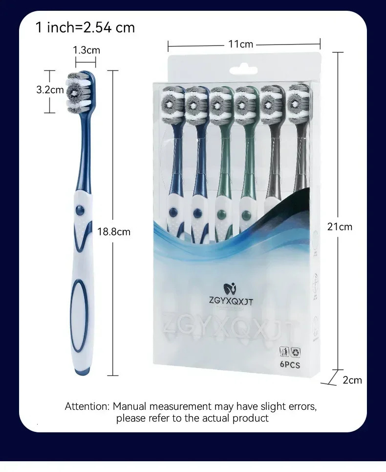 360 Whole Mouth Clean Mens ToothbrushMedium-Hard Bristle Toothbrush for AdultsExcellent Cleaning Effect Teeth6 Pac 250528
