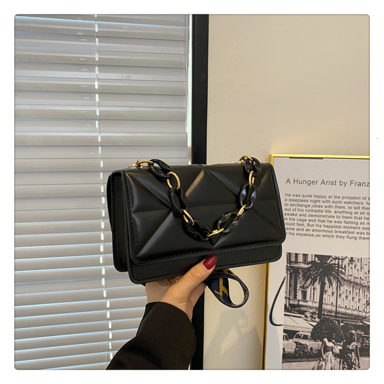 Trendy Textured Women's Bag New Free shipping Fashion Chain Shoulder Crossbody Bag Wide Strap designer Embossed Plaid handbag shopping bag Small 
