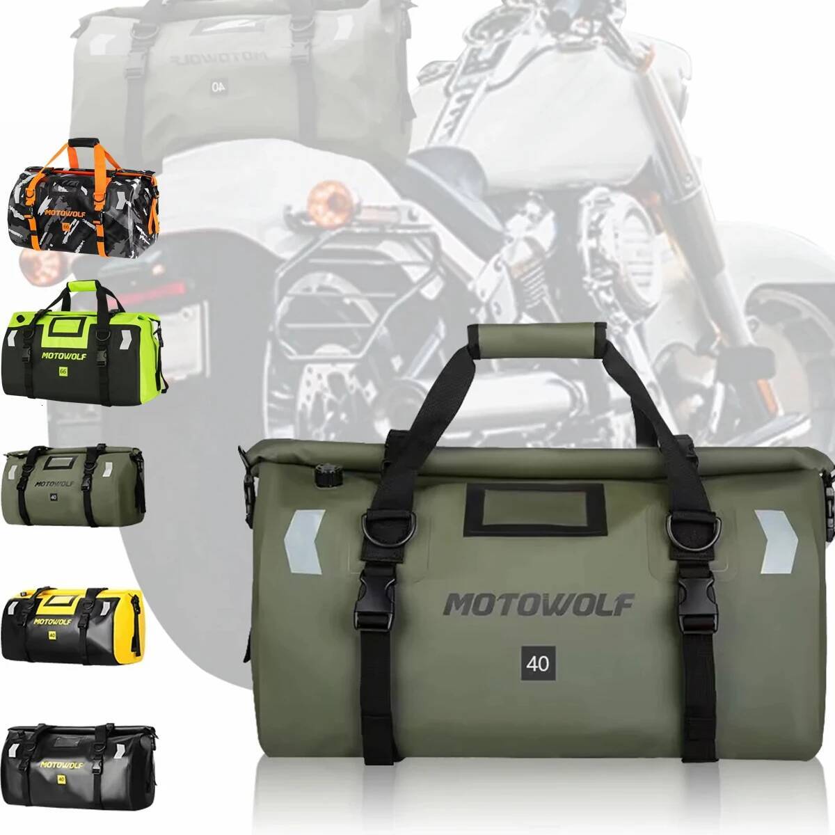 Motorcycle Dry Waterproof Reflective Tail Duffle Bag Skiing Travel Hiking Camping Boating Riding Fishing Outdoor Lage