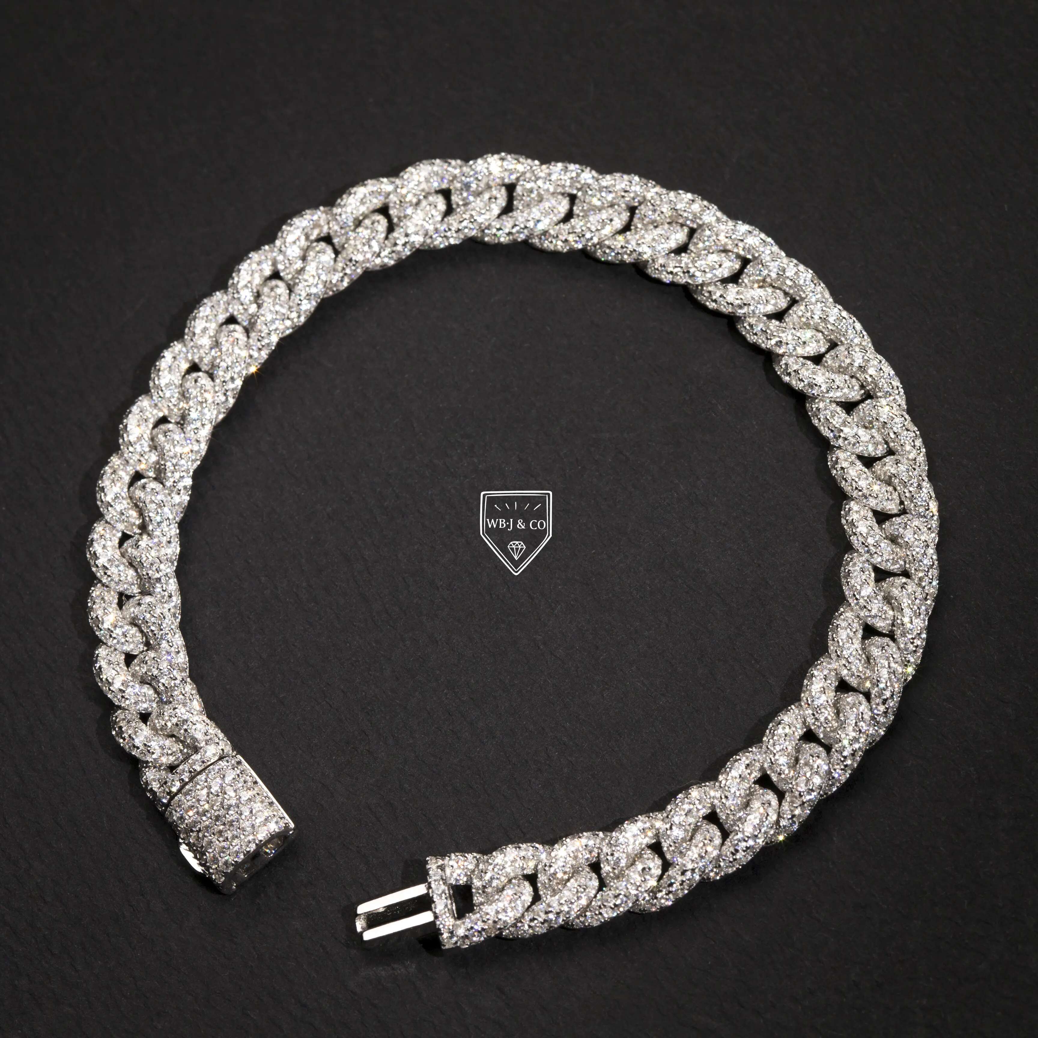 5A CZ Moissanite Hip Hop Mens Cuban Link Chain Necklace Silver and 18K Gold Bracelet Anklet Iced Out Cuban Necklace