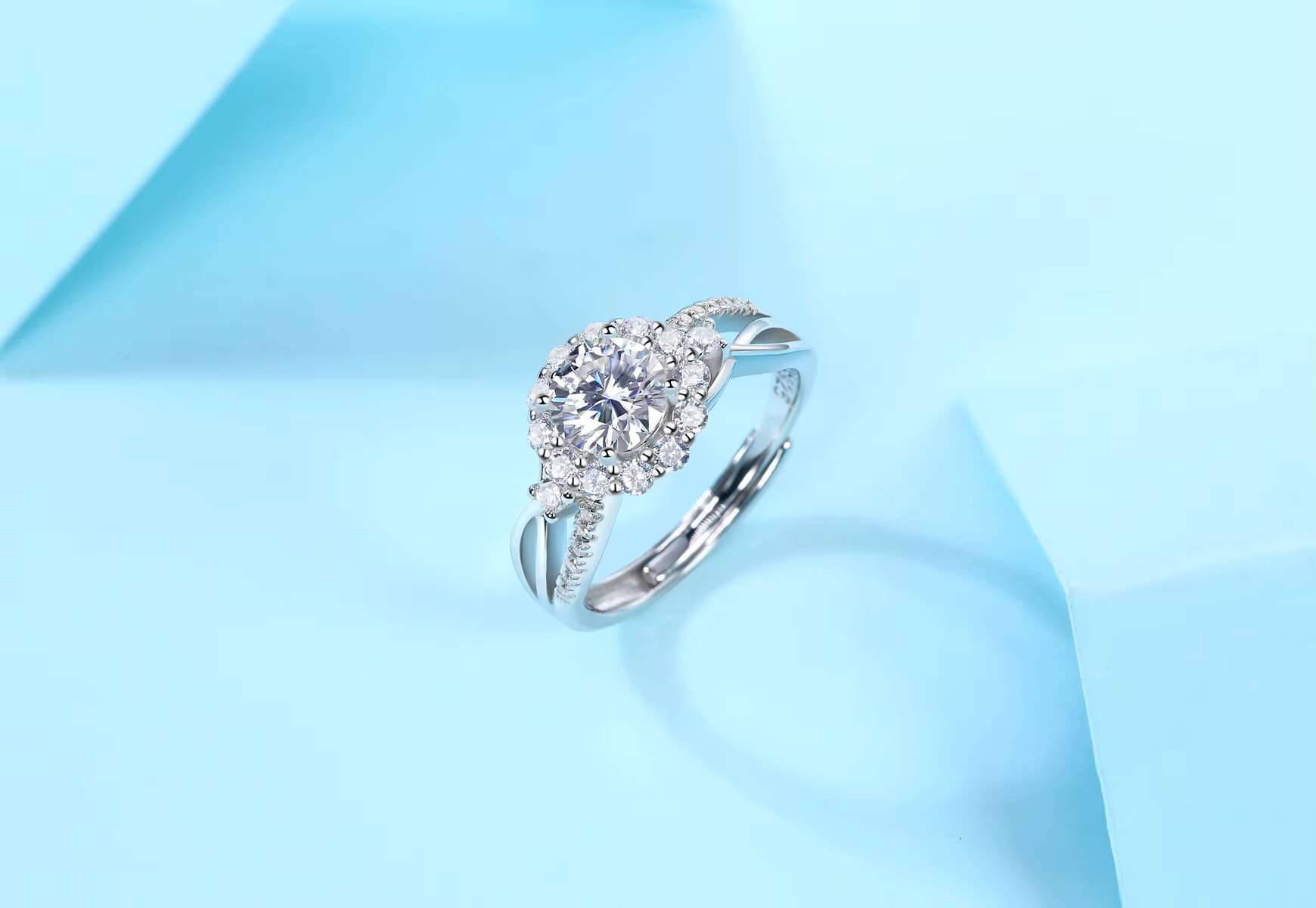 Women Mossinate Diamond Jewelry 925 Sterling Silver Ring 1ct Ct Diamond Moissanite Ring