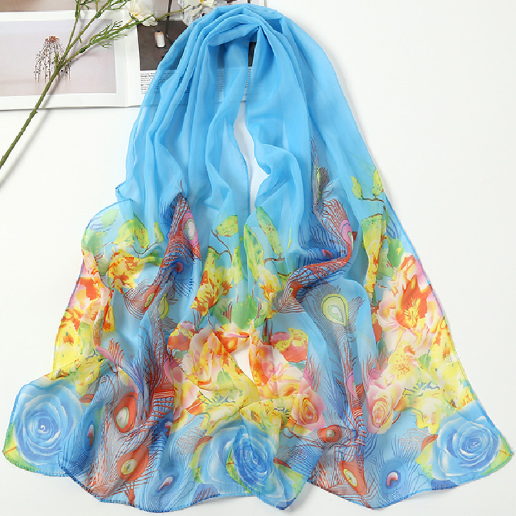 K886 Chiffon scarf shawl, fashionable and versatile sunscreen scarf, elegant four-season decoration, women's beach towel gift scarf