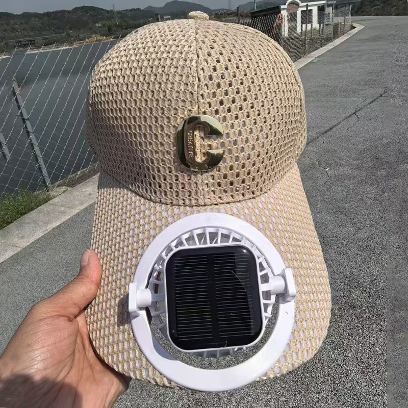 New solar charging fan cap, summer extended eave mesh breathable sun protection, couple sun protection baseball cap strap, automatic charging function