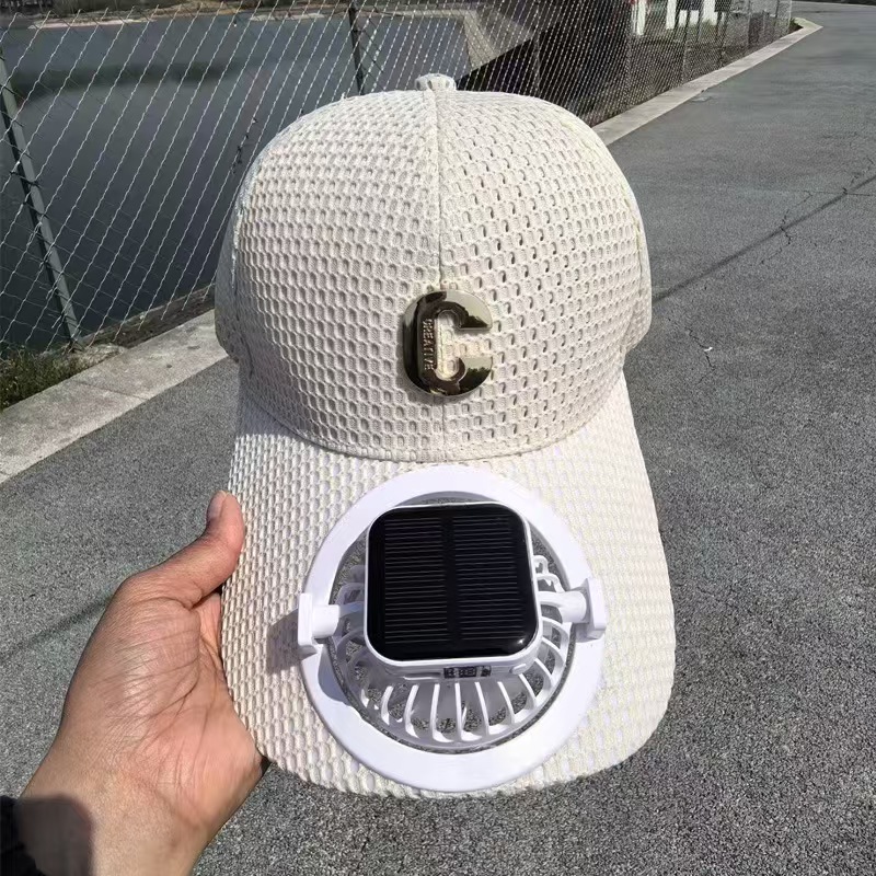 New solar charging fan cap, summer extended eave mesh breathable sun protection, couple sun protection baseball cap strap, automatic charging function