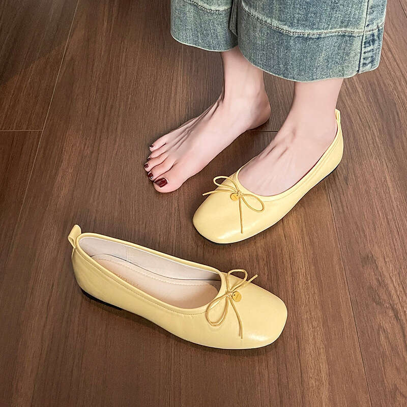 2025 New Simple Round Toe Shallow Mouth Flat Single Shoes for Women Spring Summer Korean Version Versatile Ballet Flats