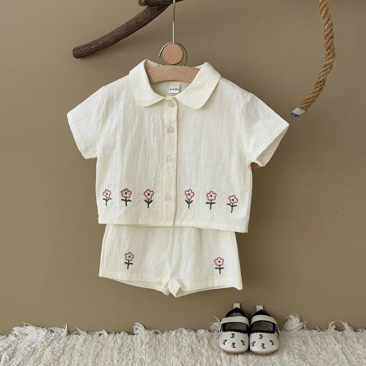Summer 2Pcs Baby Clothes Set 0-3Y Boys Girls Cotton Set born Shirt Set Cute Flower Pattern Shirt shorts Set 250527