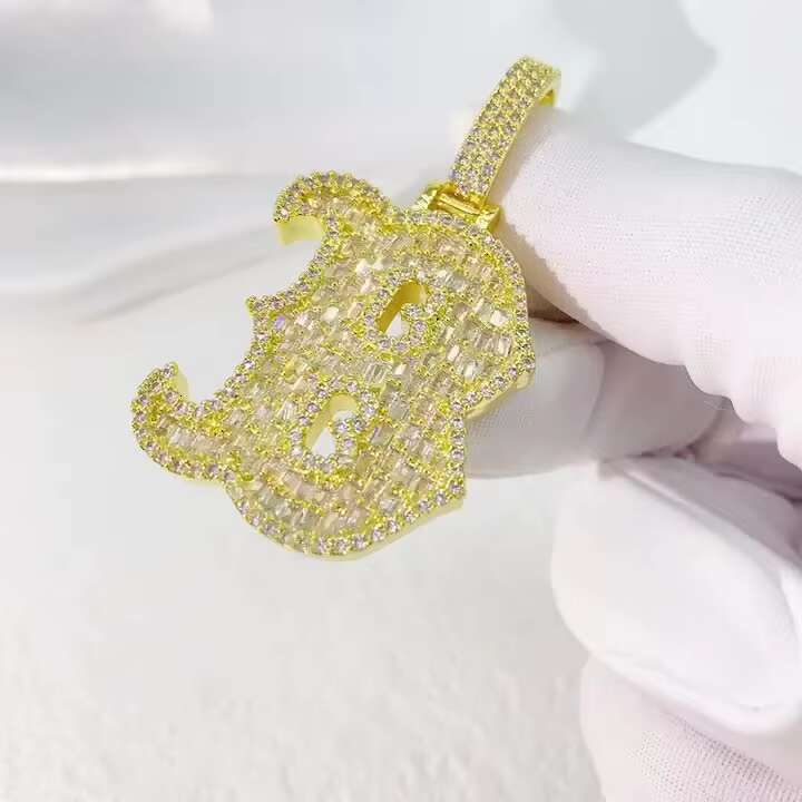 S925 Silver VVS Moissanite Letter Pendant Elegant Necklaces With Dazzling Moissanite Stones