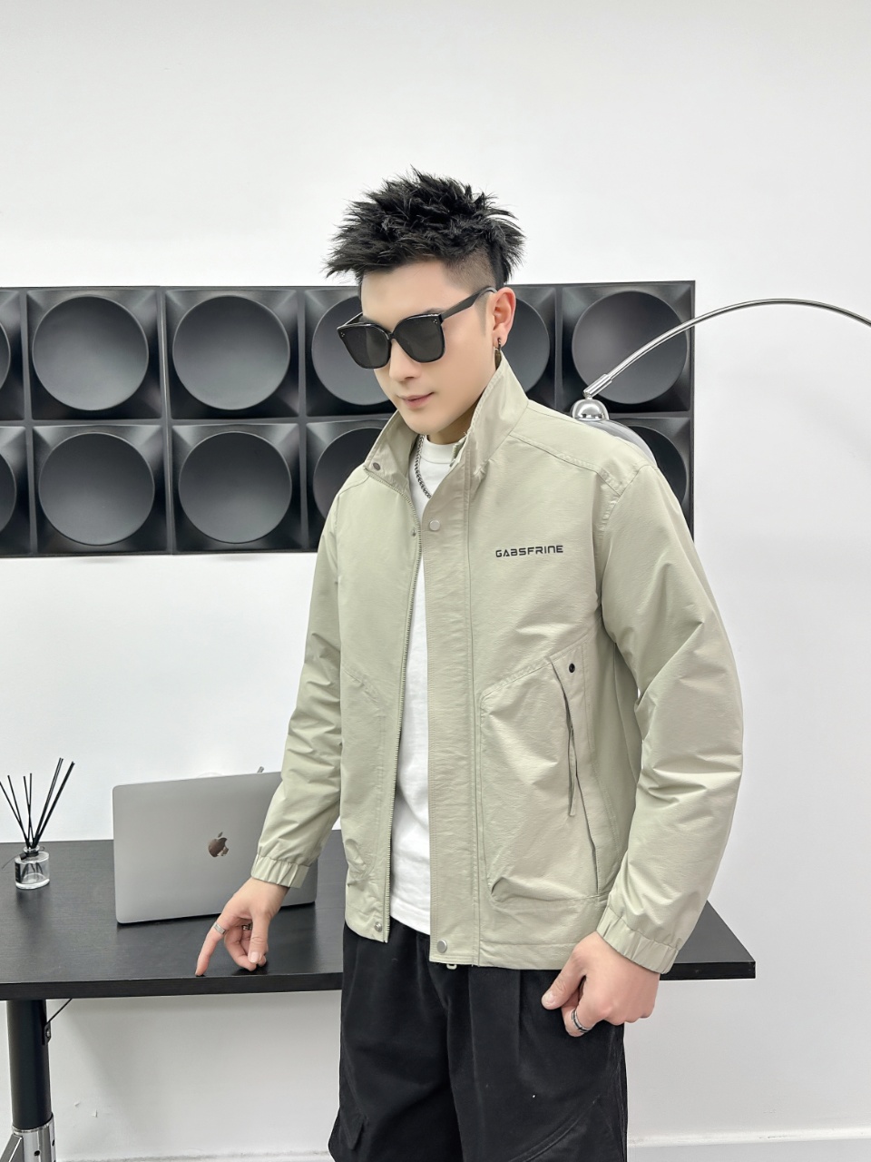 New spring lazy water ink dyed short sleeve shirt high-end sense of fashion casual versatile men's set