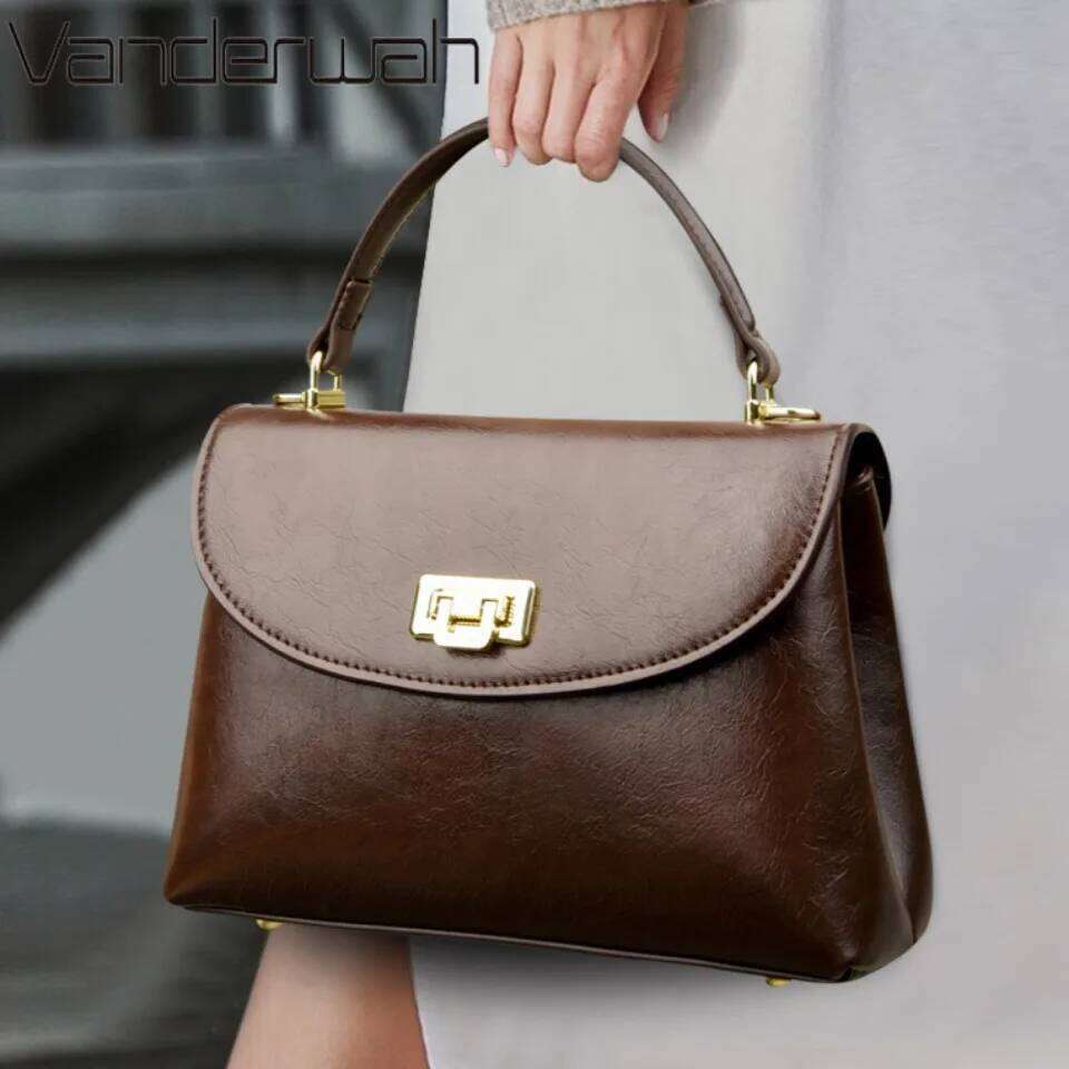 High-End Feel Leather Handbag Crossbody Single Shoulder Bags For Mother 2025 Brand Women's Retro Small Casual Tote Sac A Main