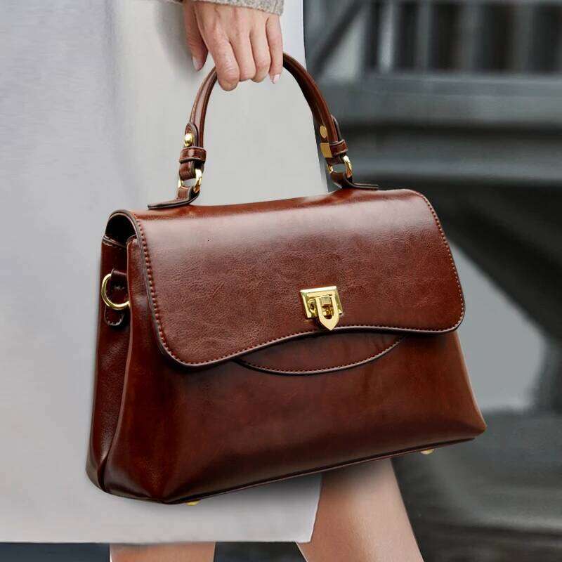 Women Top-Handle Bag High Quality Leather Laidies Handbags Purses Designer Bags Genuine Vintage Shoulder Messenger Sac