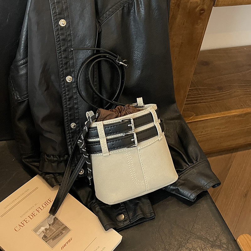 Handheld Color-block Drawstring Bucket Bag 2025 New Shopping Bag Niche Retro Free Shipping Designer Fashion Shoulder Bag Trendy High-end Crossbody Wom