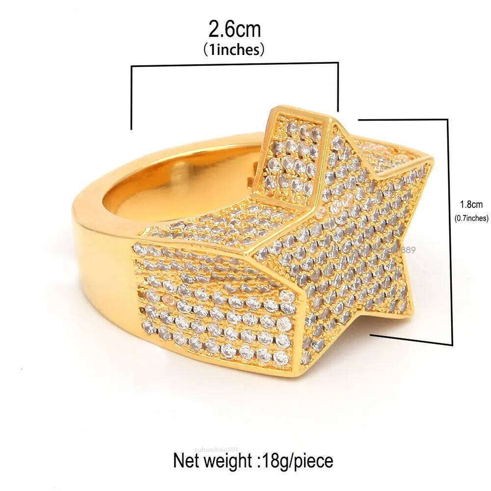 men's passed GRA Dia Five-pointed Men's star Hip Hop trendy moissanite dia gold sterling sier cuban women ring