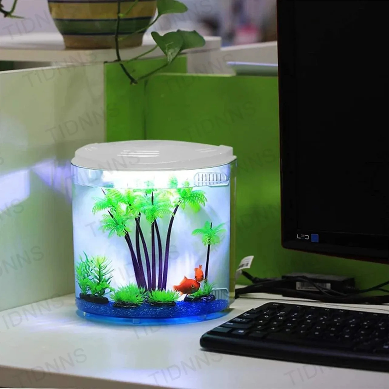 Desktop Small Fish Tank Living Room Household Lazy Mini Acrylic Goldfish Aquarium With Led Light And Filter Pump 250530