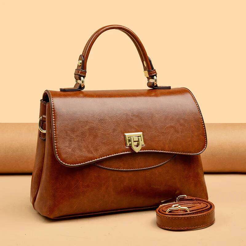 Women Top-Handle Bag High Quality Leather Laidies Handbags Purses Designer Bags Genuine Vintage Shoulder Messenger Sac