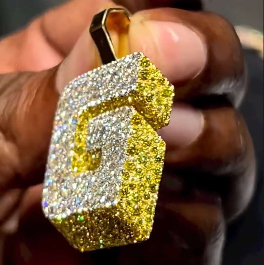 Medal S925 Sterling Silver 14K Gold Plated Letter Custom Hip Hop Pendant Rapper Jewelry Iced Out Pendants