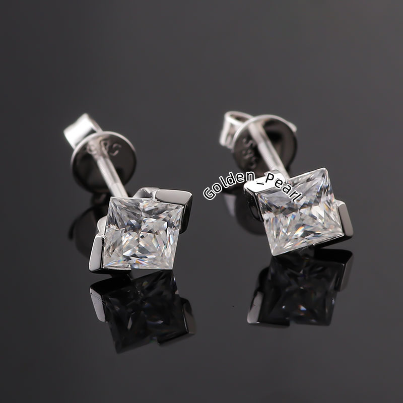 Princess Cut Diamond Moissanite Stud Earrings Bulk Wholesale Customized Earrings for Women