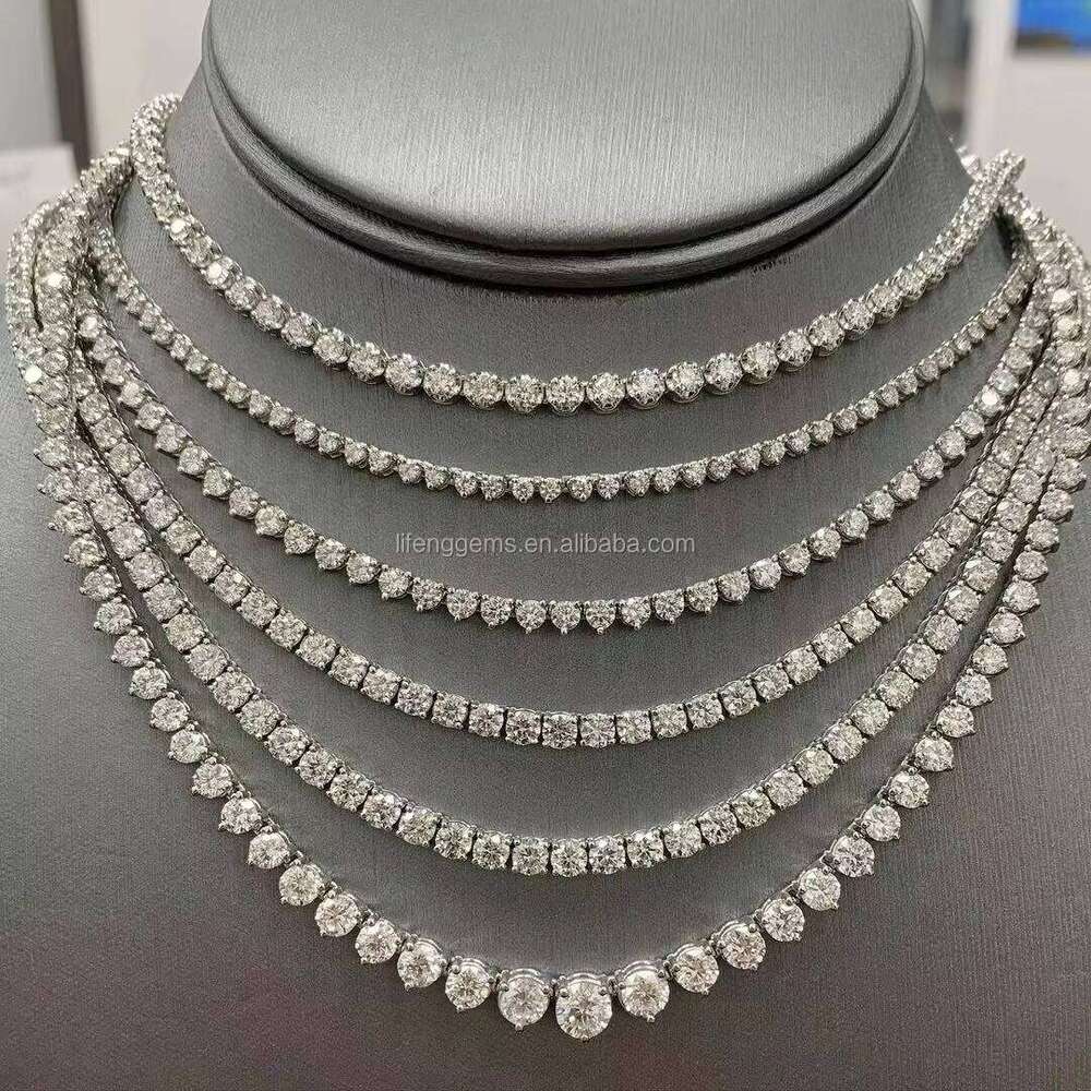 Pass The Dia Test VVS Moissanite 3mm 4mm Wide Sterling Sier Tennis Chain Hip Hop Jewelry Necklace For Men And Women