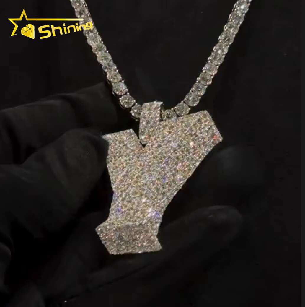 Custom New Charms Hip Hop Moissanite Pendant Gold Plated S925 VVS Pass Diamonds Test Moissanite Iced Out Letter Pendant