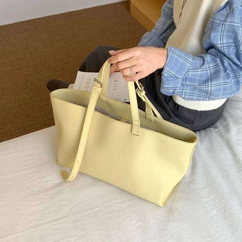 Simple Casual Soft Bag PU Leather Big Tote Bags Women 2025 NEW High Quality Handbags And Versatile Purses