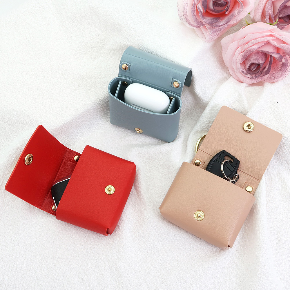 Creative headphone protective fashion case fashionable leather mini square bag coin storage bag keychain pendant fashion designer men s keybag