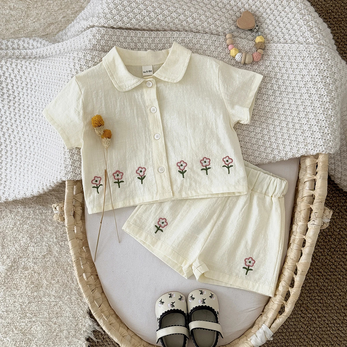 Summer 2Pcs Baby Clothes Set 0-3Y Boys Girls Cotton Set born Shirt Set Cute Flower Pattern Shirt shorts Set 250527