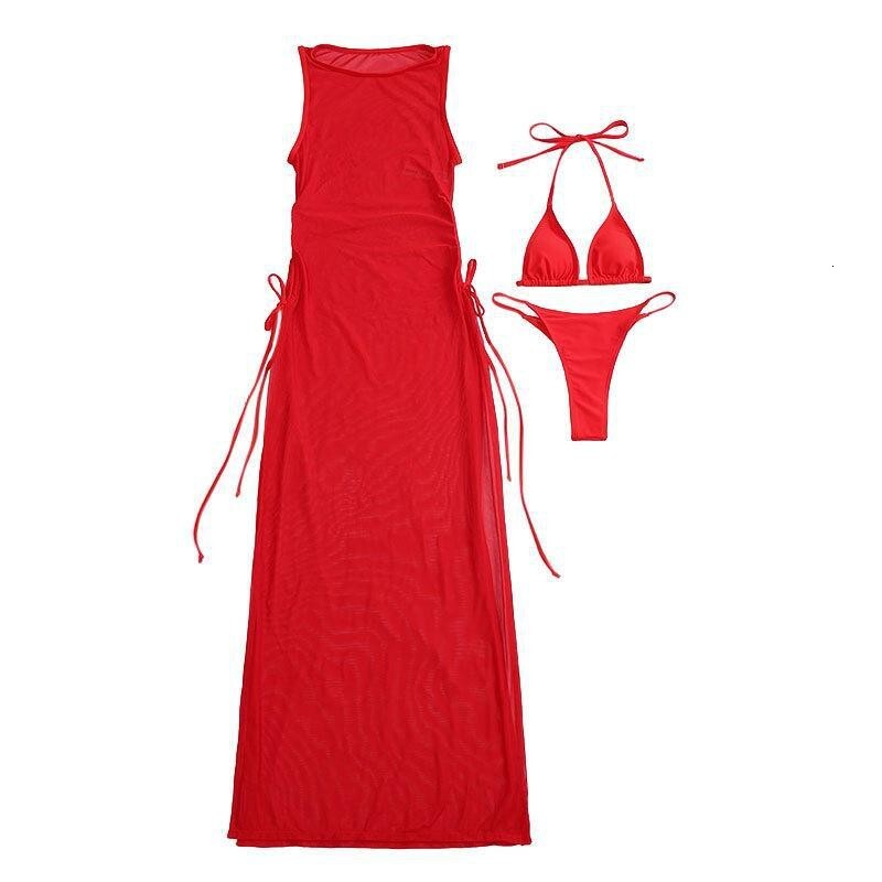 Outdoor Sexy Beach Bikinifree Shipping 2025 New Designer Shoes New Solid Color Bikini Top, Beach Skirt, Three Piece Swimsuit, Women's High-end Ho