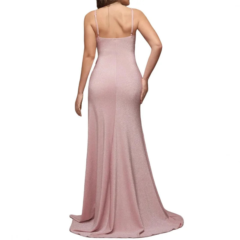 Pink Off-the-shoulder Pregnant Women Evening Dress Sexy Suspender High Slit Hip Wrap Summer Long Dress for Po Shoot 250530