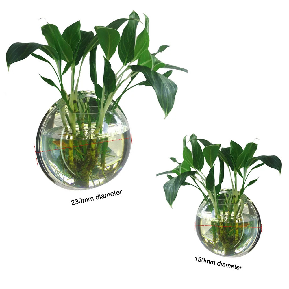 Fish Tanks Home Decoration Wall Mount Fish Tanks Goldfish Bowl Acrylic Hanging Aquariums Flowerpot Flower Vase 15/23CM 250530
