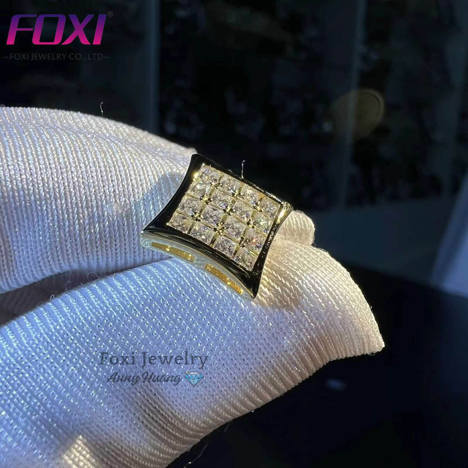 Iced Out Mossanite Jewelry 925 Silver Screw Back Kite Earrings VVS1 D Color Princess Cut Moissanite Stud Earrings with GRA