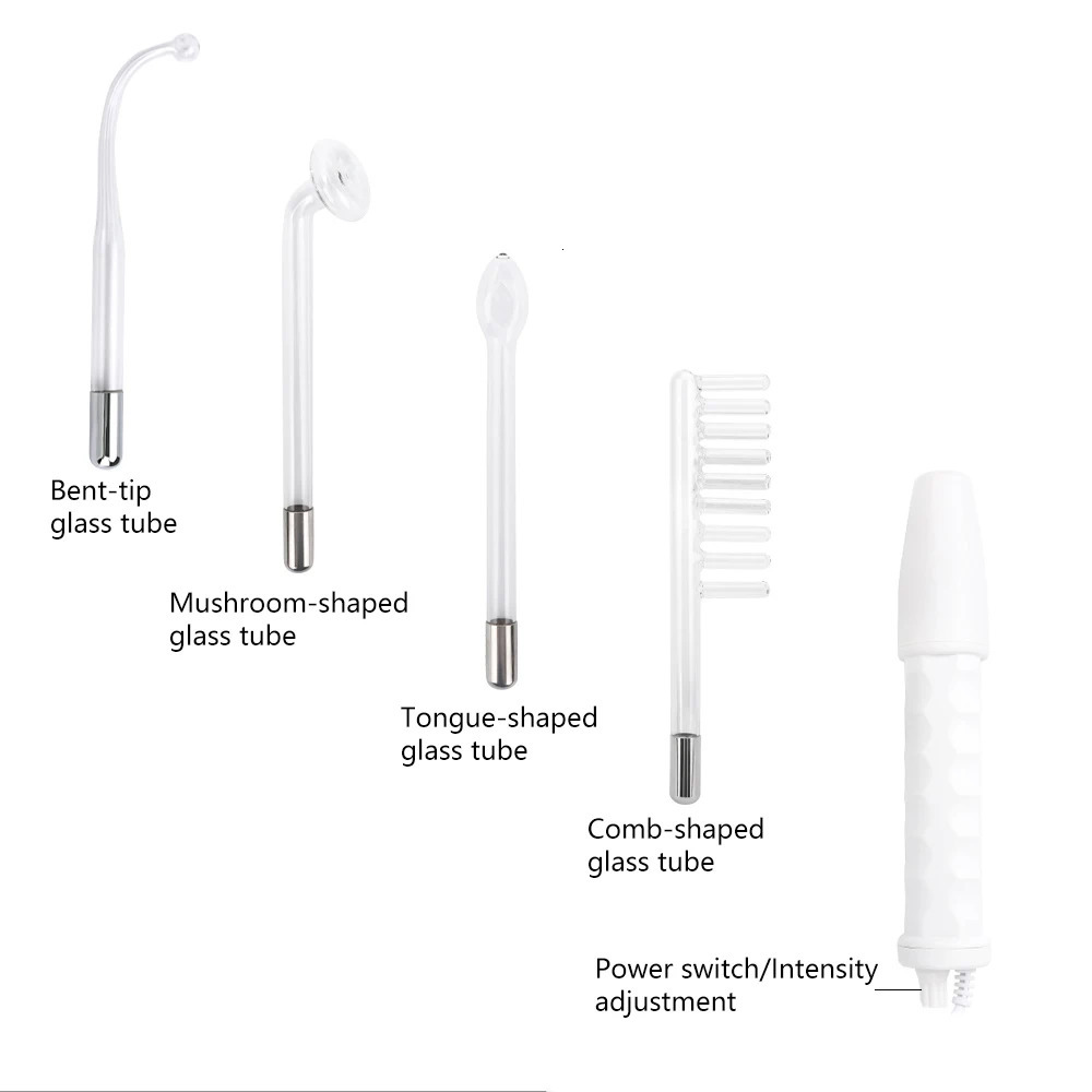 Portable High Frequency Facial Machine Mushroom Tongue Bend Comb Tube Electro Physio -inflammatory Device 250528