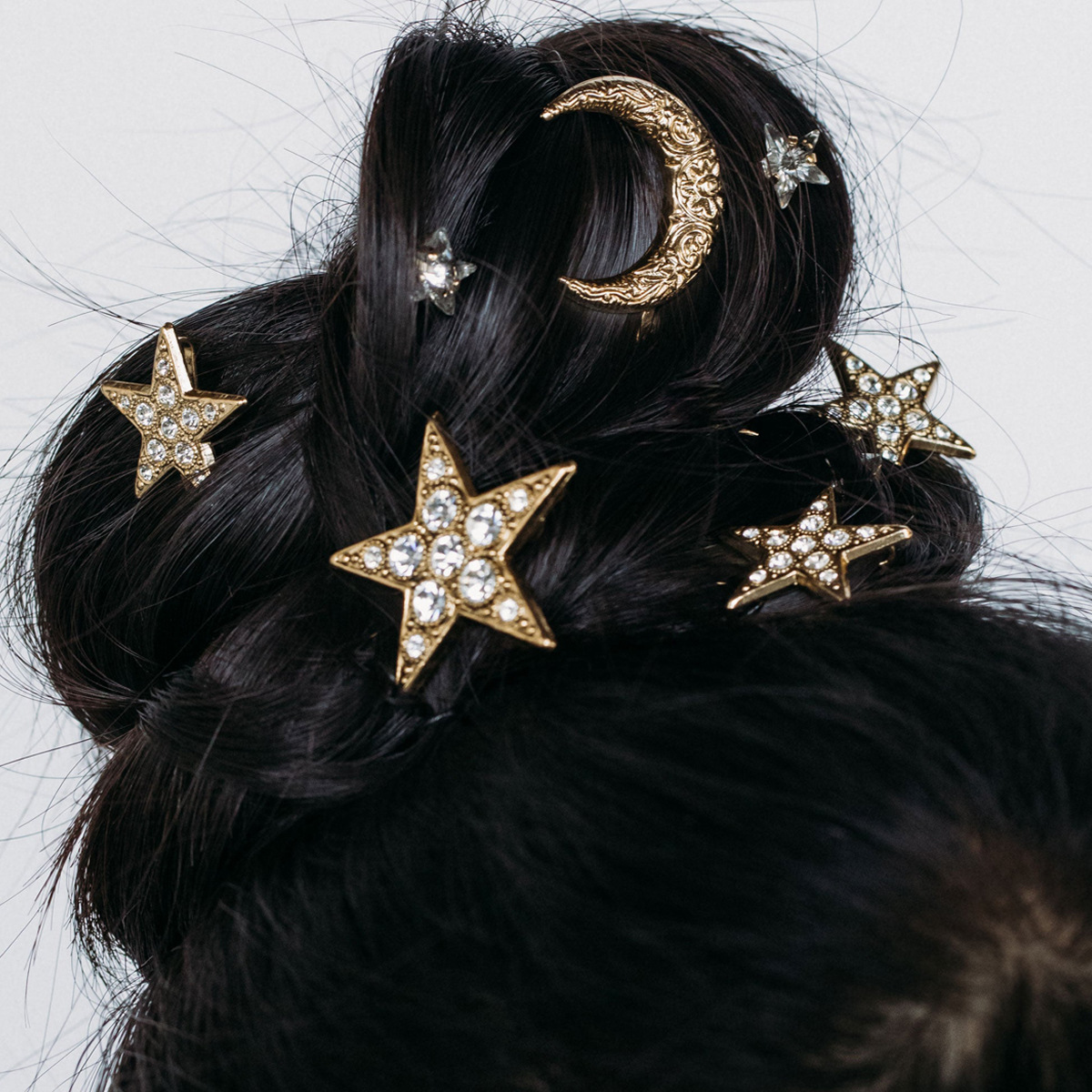 European American Cross Border Versatile Rhinestone Star Moon Hair Clip Set Bridal Party New Year Hair Accessories for Women