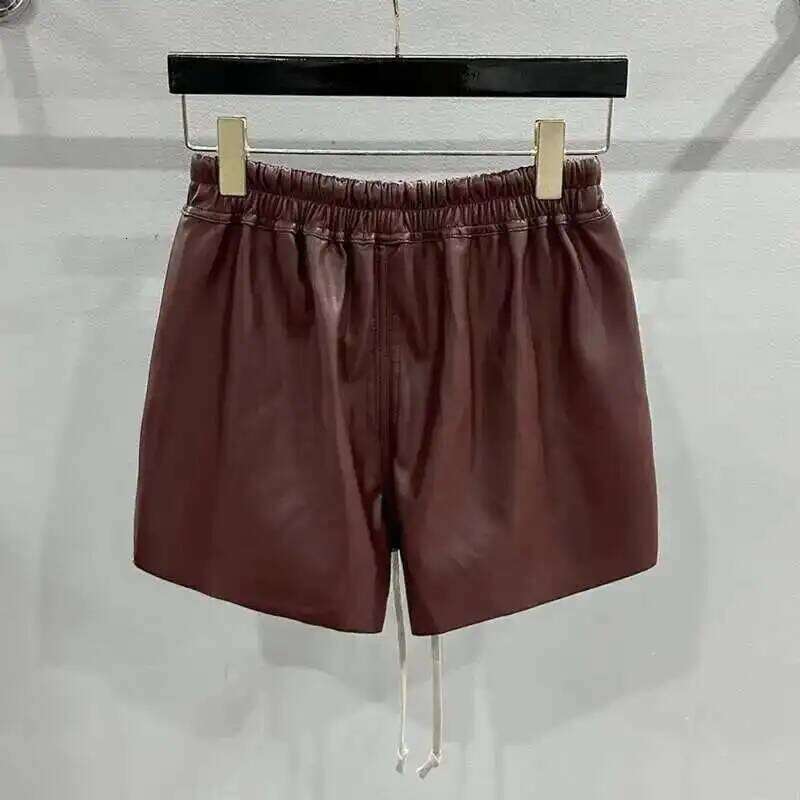 HKSH Summer New Men's Tide Chic RO Shorts High Street Dark Zipper Elastic Waist Leather Fashion Ins Gothic Cotton Capris Hk1807