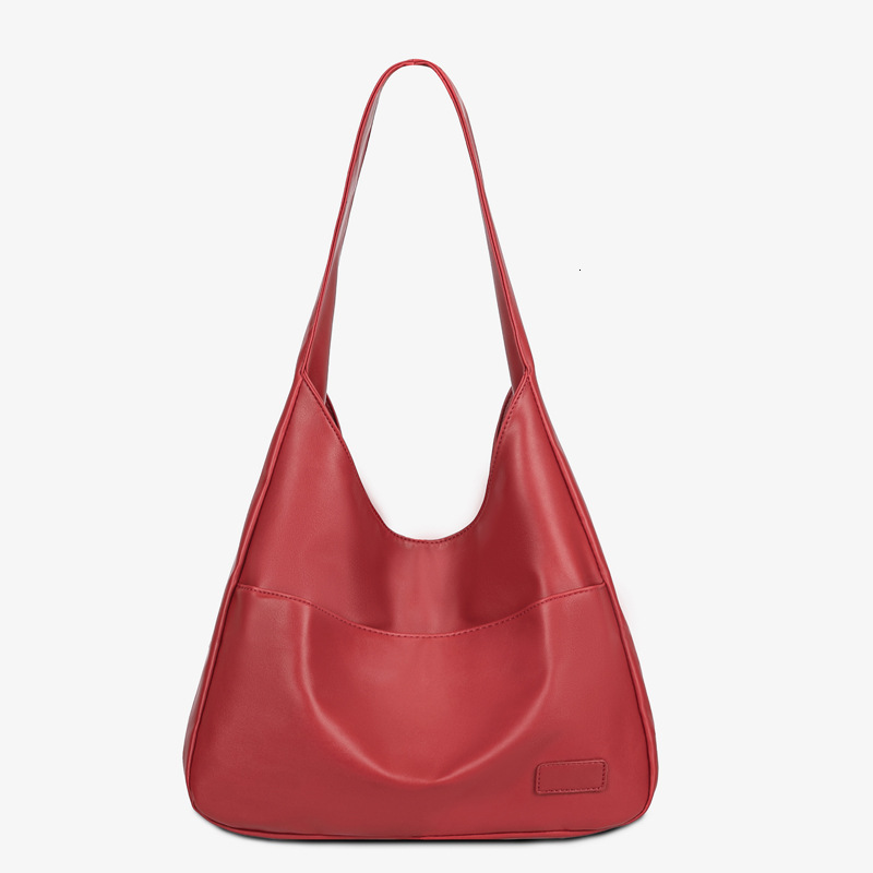 designer Cross-border Large Capacity Autumn Winter Crossbody Bag Soft Leather Bucket Bag Commuter Tote Bag College Student Class Ladies Shoulder Bag