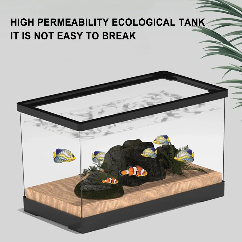 Large 60cm Aquarium Fish Tank Acrylic High-definition Transparent Detachable Anti Drop Plastic PET Breeding Box for Turtles 250530