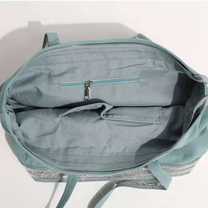 Cross-Border Canva New Casual Versatile Student Women's Simple Shoulder Bag Polyester Lining Zipper Opening